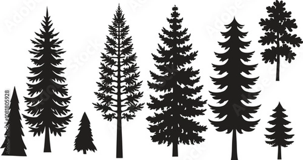 Fototapeta set of silhouettes of trees