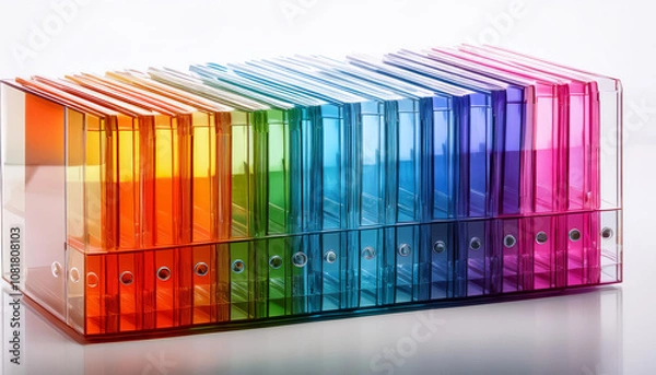 Fototapeta Organizing colorful document binders office space product photography professional environment close-up perspective effective storage solutions