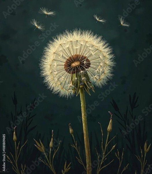 Obraz dandelion on a dark background
