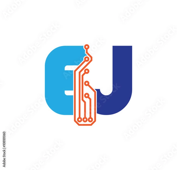Fototapeta ej logotype simple tech