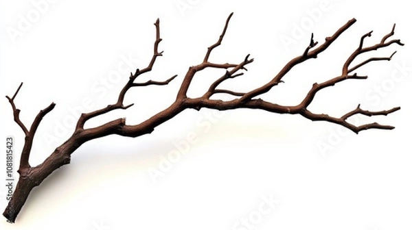 Obraz Isolated Dead Tree Branches with Cracked Bark on White Background