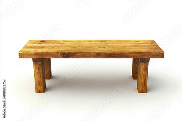 Fototapeta A wooden bench sitting on top of a white surface