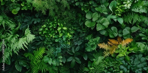 Fototapeta Lush verdant undergrowth teeming with diverse flora and fauna in a vibrant ecosystem.