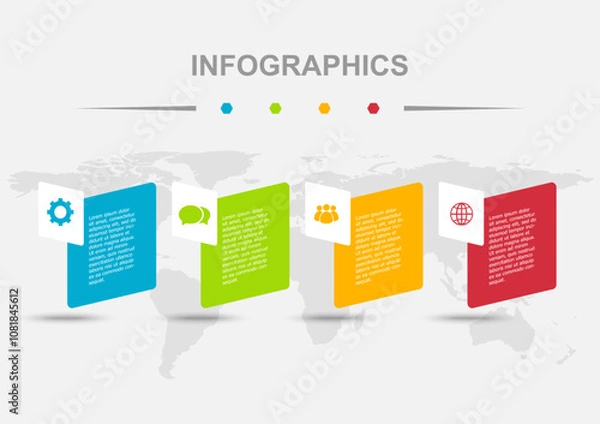 Fototapeta Infographic geometric shape template with 4 regtangles