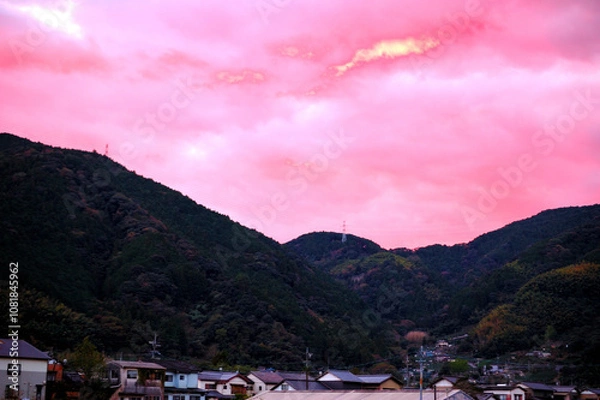 Obraz 里山の秋の夕暮れ