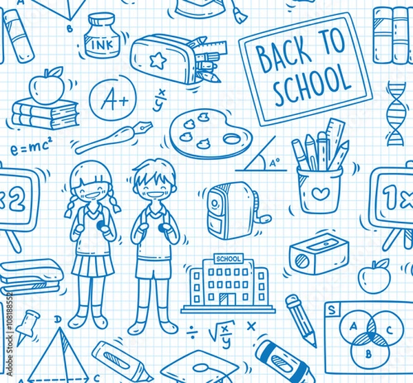 Obraz Back to school seamless background