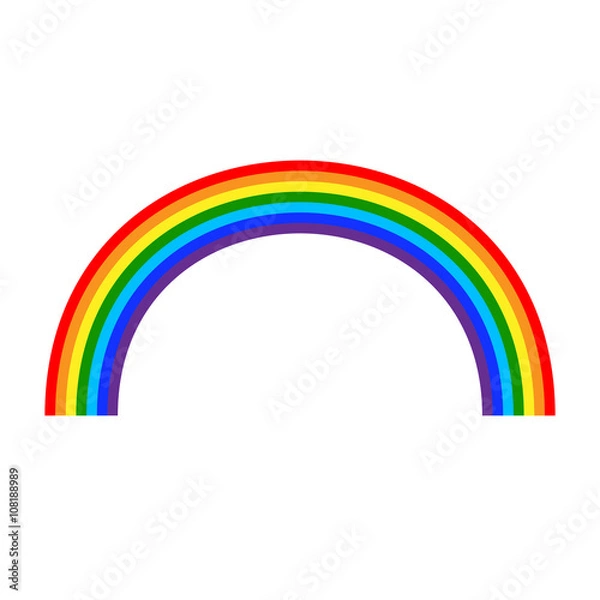 Fototapeta Rainbow icon. Shape arch cartoon, isolated on white background. Colorful light and bright design element for decorative. Symbol rain, sky, clear, nature. Flat simple graphic style. Vector illustration