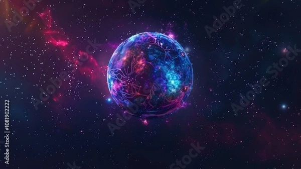 Fototapeta Cybernetic backdrop floating in space