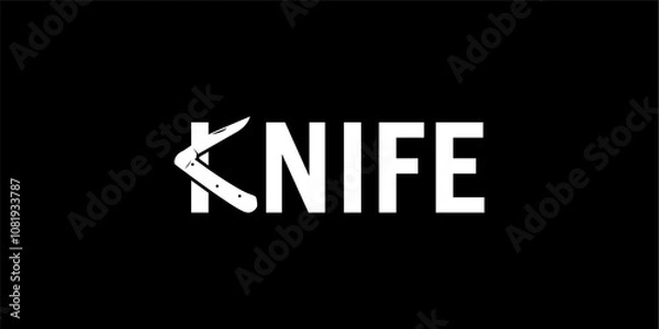 Fototapeta pocket knife logo simple typography Logo Icon Symbol Vector Design Template.