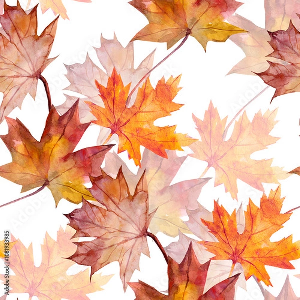 Fototapeta Autumn Leaves Pattern seamless. Motives on white and color background.