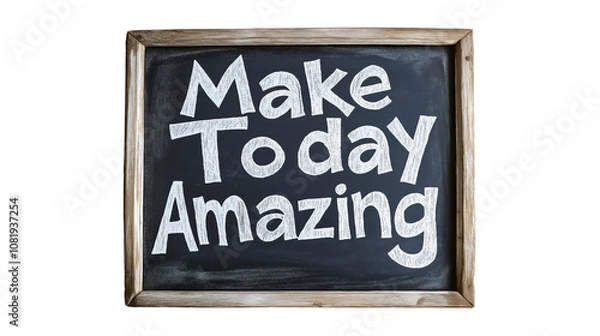 Fototapeta png of a chalkboard with an inspiring message and quote in beautiful typography, featuring the text "make today amazing," designed to motivate and encourage with a positive and uplifting message