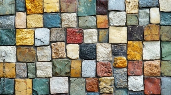 Obraz Vibrant Mosaic Wall Close-Up Shot