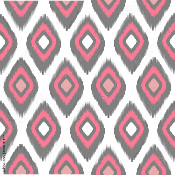 Fototapeta Pink and white background ,vector,seamless ,ikat design Motif ,ethnic ,textile ,illustration ,embroidery ,print striped ,ornament ,floral pattern ,design for wrapping ,silk 