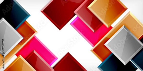 Fototapeta Glass toy style square shapes abstract design. Vector Illustration For Wallpaper, Banner, Background, Card, Book Illustration, landing page
