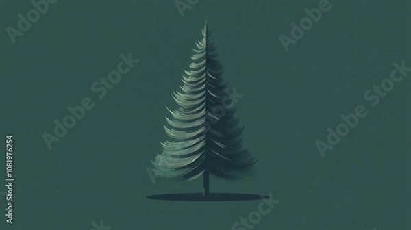 Fototapeta Minimalist Tree on Green Background for Nature Themes