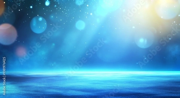 Fototapeta Blue Spotlight Light Effect Background Vector Presentation Design with a Bright Scene and Illuminated Stage