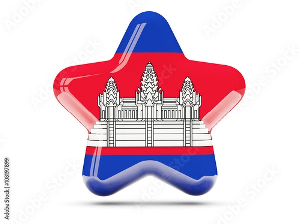 Obraz Star icon with flag of cambodia