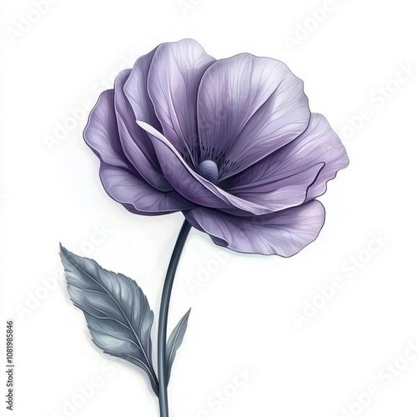 Obraz Elegant Purple Flower Illustration on White Background