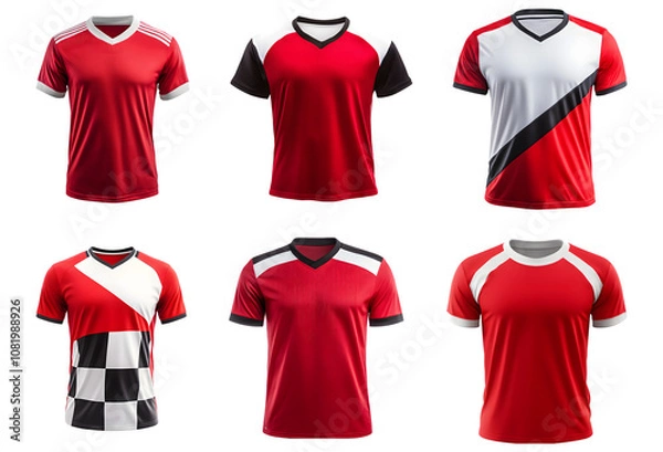 Fototapeta Set of sports jersey design mockup isolated on a transparent background