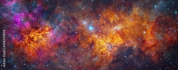 Fototapeta Stunning Cosmic Landscape with Vibrant Colors of Stars and Nebulae in Outer Space Creating an Awe-Inspiring Galactic View of the Universe