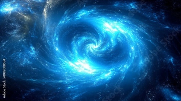 Fototapeta Stunning Whirlpool of Blue Light in Cosmic Space, Captivating Swirling Patterns of Gas and Energy, Evocative Imagery of the Universe’s Mysteries and Beauty