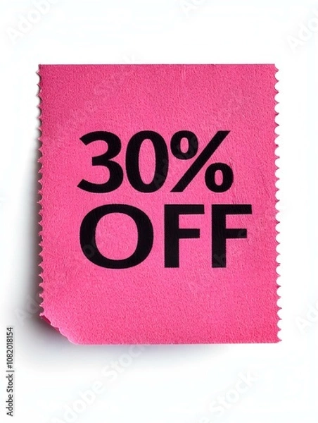 Obraz Black '30% OFF' Text on a Magenta Square Paper Note. White Background 