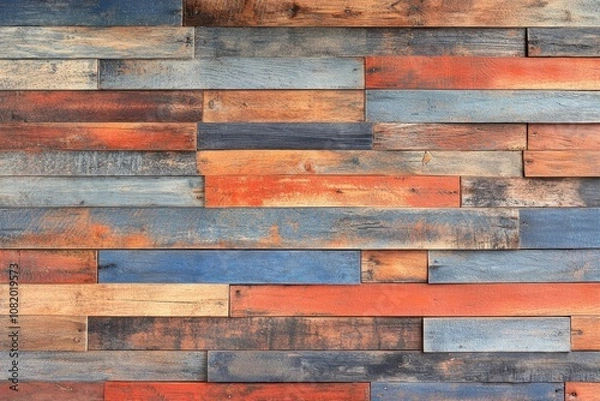 Obraz Close-up of a wooden wall with various colors and patterns