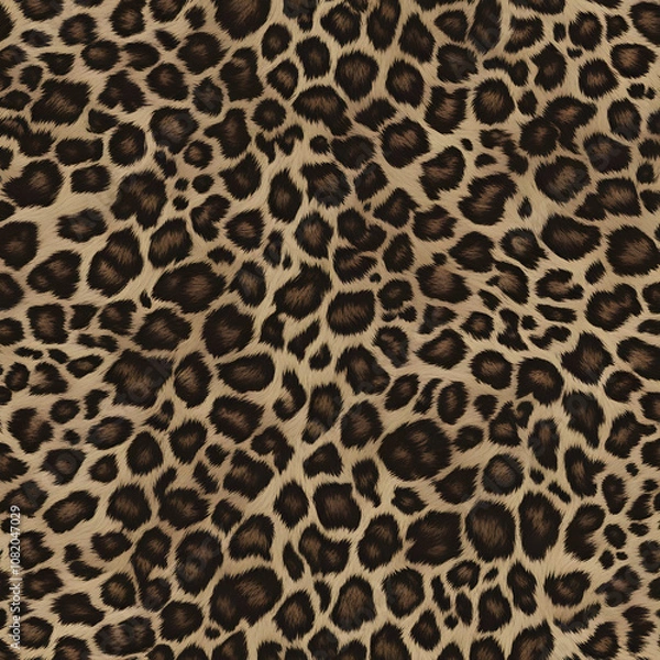 Fototapeta leopard, fluffy wool texture, beautiful pattern, wild animal fur