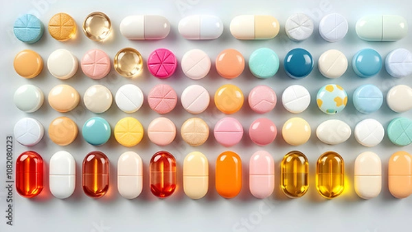 Fototapeta Various forms of medicine, capsules, tablets