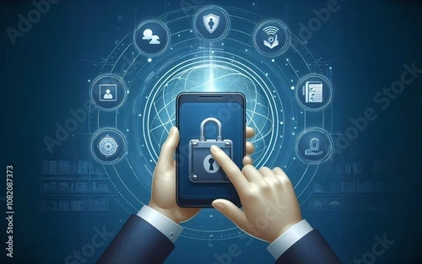 Fototapeta Mobile phone control of electronic devices. Applications on gadgets for control, smart