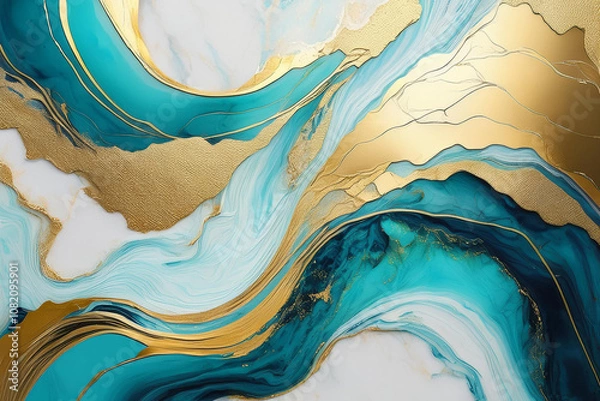 Obraz abstract marble turquoise gold background
