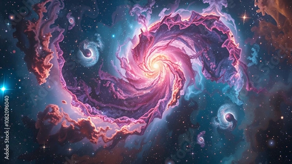 Fototapeta Nebula and galaxies in space. Abstract cosmos background