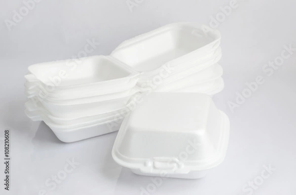 Fototapeta Close up of a foam food containers