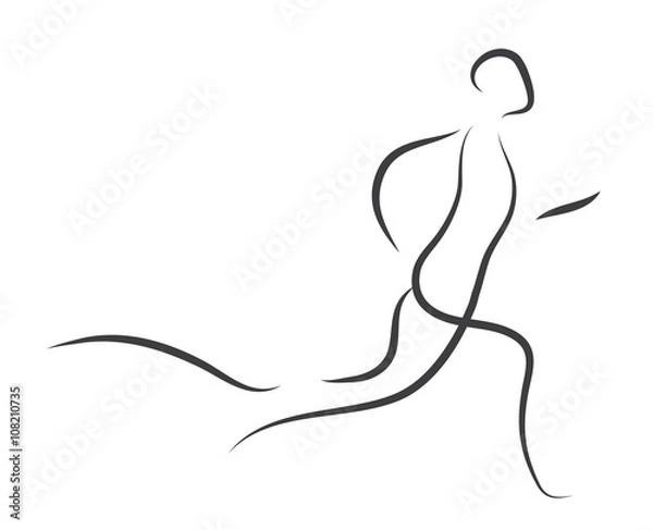 Fototapeta Fit bleiben, Langstreckenläufer, Läufer, Jogging und Laufen, Trainieren für einen Langlauf, Marathon, in Bewegung sein, Ausdauer trainieren, Vektor isoliert