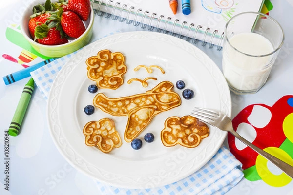 Obraz Fun airplane shaped pancake for kids