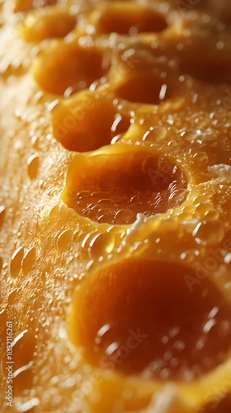 Fototapeta Photorealistic close-up of Yellow Cheese Texture with Distinctive Holes