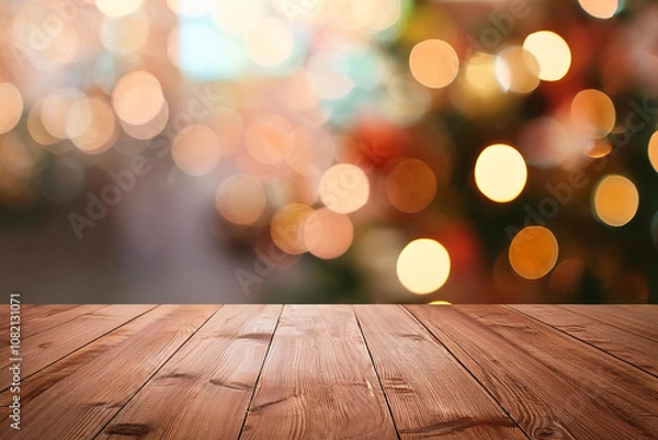 Obraz table and christmas lights background