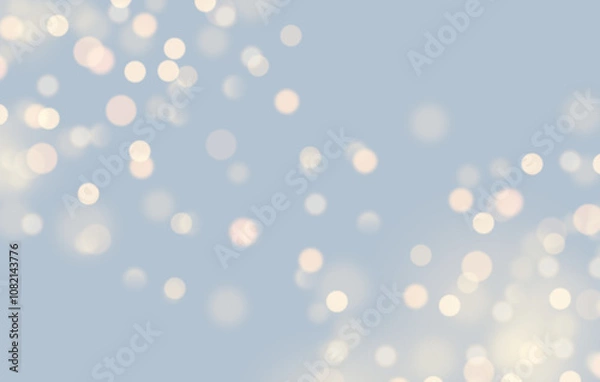 Fototapeta Christmas New Year's Eve Birthday glowing bokeh confetti light and sparkling glitter texture overlay design. Festive transparent background for birtday. Holiday gold powder dust. Vector illustration.