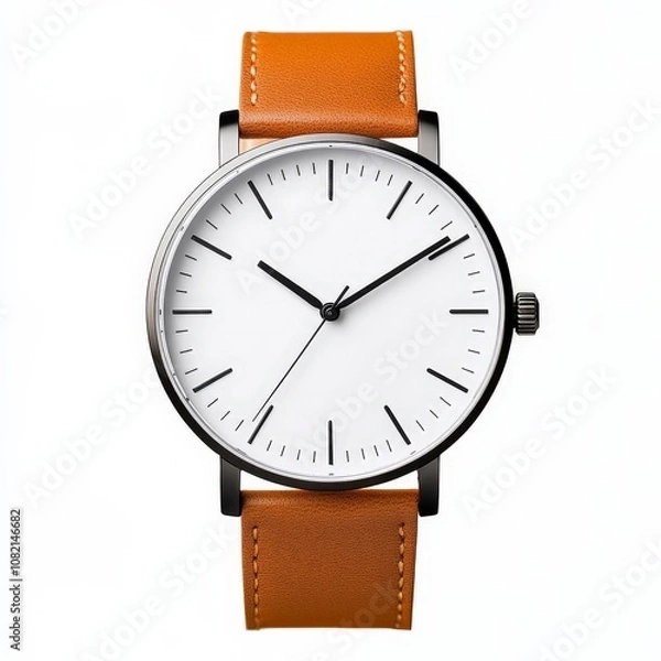 Fototapeta Minimalist Wristwatch with Leather Strap Design