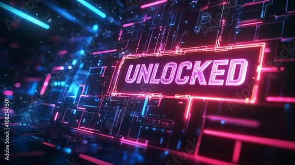 Fototapeta Unlocked Access Neon Sign
