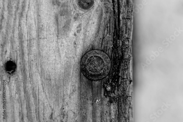 Obraz black and white wooden structure close up