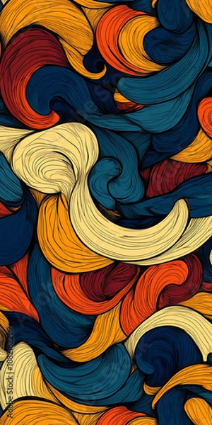 Fototapeta Interlocking flower strokes pattern