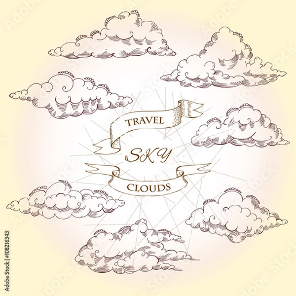 Fototapeta Background with clouds sketches