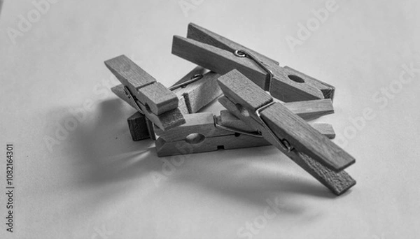 Obraz close up black and white clothespins