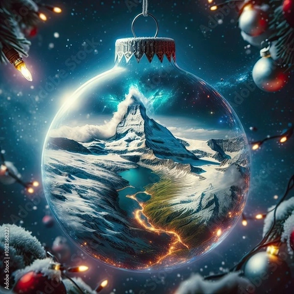 Fototapeta Le cervin dans une boule de noël