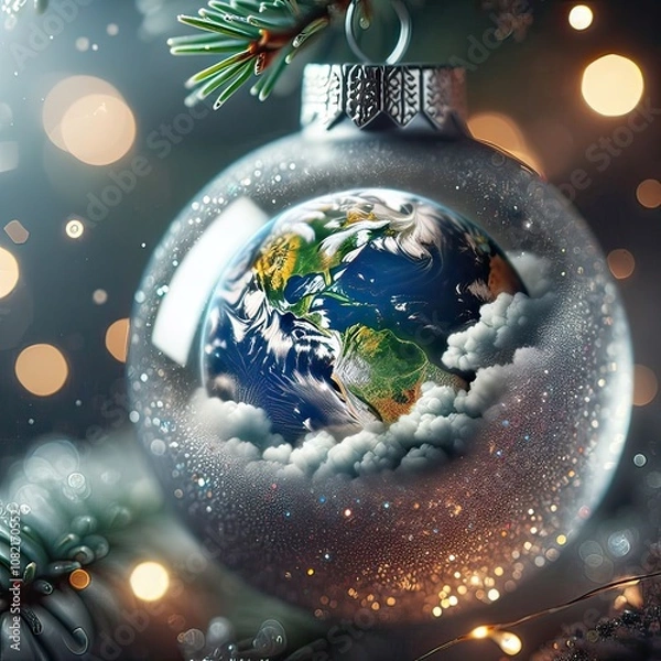 Fototapeta notre planète terre dans une boule de Noël