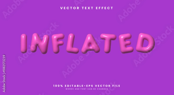 Fototapeta Inflated Cute Vector text effect Template
