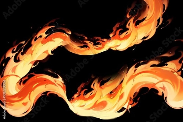 Fototapeta ゲーム背景　黒背景と炎魔法イメージエフェクト	
