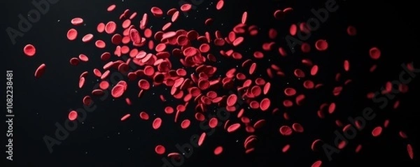 Obraz Dynamic red blood cells in motion microscopic view biological science dark background vibrant visualization of function