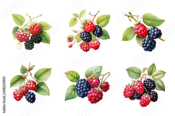 Fototapeta Berries Watercolor Collection Bundle Set Isolated on a Transparent Background